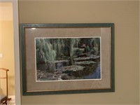Framed and matted lily pad picture, 28 x 38.