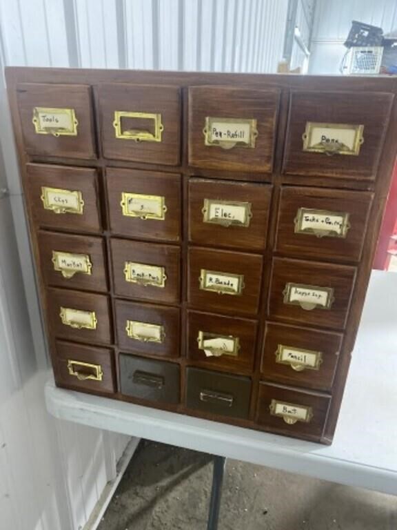 Wooden library card catalog