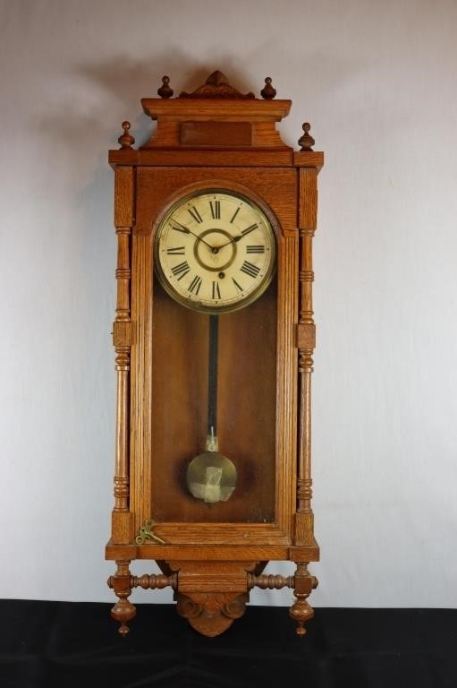 Antique Clock by Ansonia w/ Oak Case