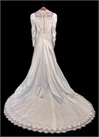 Stunning 1980s Satin Wedding Dress & Veil