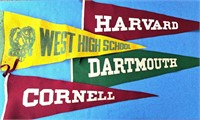 4 VINTAGE COLLEGE SPORTS FELT PENNANTS 28" LONG