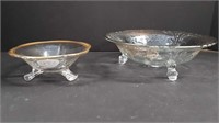2 GLASS FOOTED DISHES