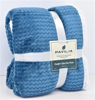 Pavilia Premium Chevron Sherpa Throw Blanket NEW