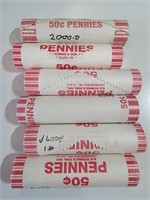 6 Rolls of 2000s Lincoln Memorial Cents