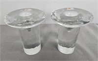 2 Pc Blenko Glass Candle Holders