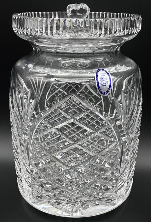 Mouth Blown Hand Cut Crystal Biscuit Jar