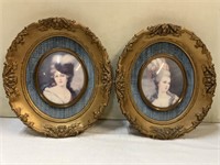 2 framed Cameo Creations Oval Framed Prints 11"