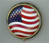 American Goldtone Flag pill box 2”