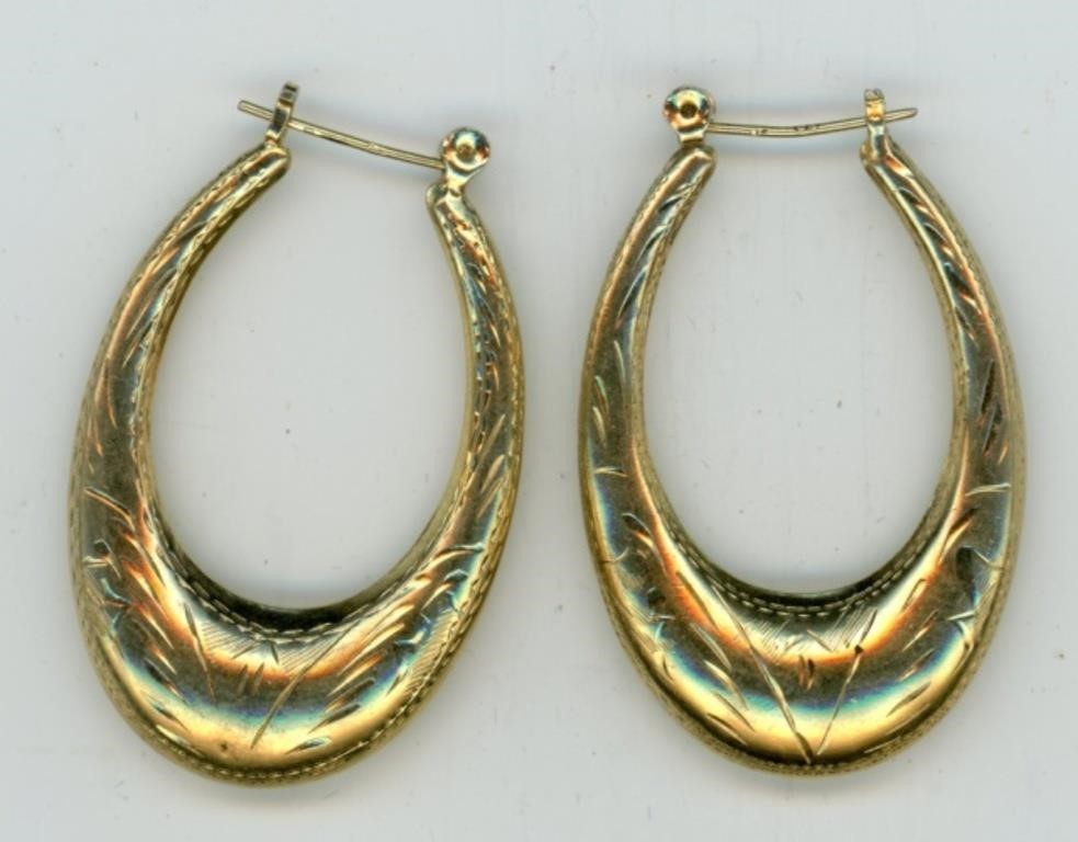 Gold Plated Sterling Earrings 1.75”