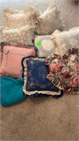 ASSORTMENT OF CANDLEWICK EMBROIDERY PILLOWS WITH