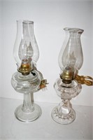 (2) Electrified Kerosene Lamps w/ Globes