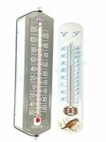 Vintage Porcelain & Metal Outdoor Thermometers