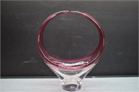 Chalet Hand Blown Pink/Clear Art Glass Bowl