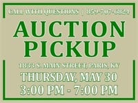 Auction Pickup: Thursday, May 30 | 3pm-7pm
