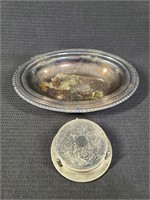 Silver Plated Oval Bowl & Coaster Set