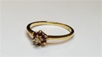 10 kt Ring w/ Ruby & Diamond Colored Stones