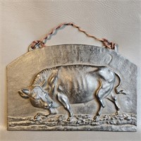 Cast Iron Plaque -Asian Ox Motif -Vintage