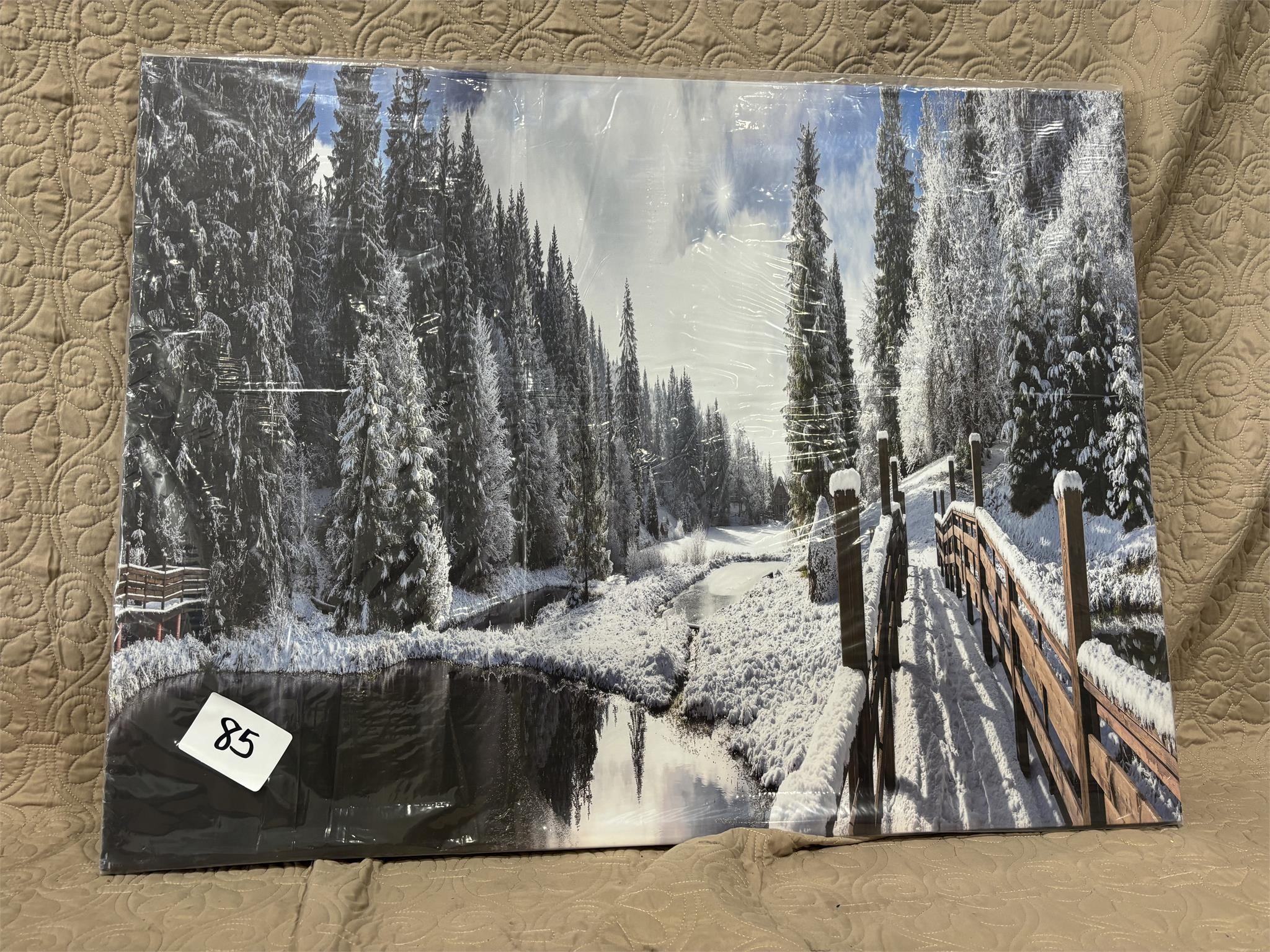 Winter canvas painting