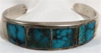 NATIVE AMERICAN TURQUOISE INLAY CUFF BRACELET