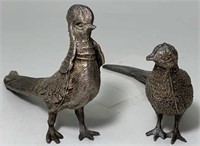 Lot of 2 Pewter Metal Pheasant Figurines
