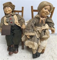 2 PC DOLL IN ROCKING CHAIRS