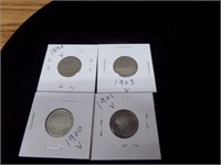 4-V Nickels 1898, 1900, 1901, 1903