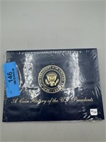 Coin History of US Presidents binder plus 5 $1 coi