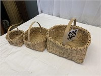 vintage 3 piece baskets 9 1/2"T 8"T 7"T