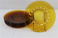 1950s Thumbprint Amber Glass Plates