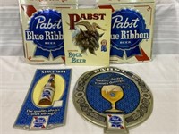 Lot of 5 Various Pabst Blue Ribbon Cardboard