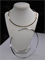Goldtone and silvertone choker necklaces