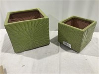 Square glazed clay flower pots 9x9,8x8