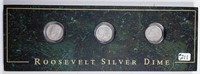 1954-S, 1960-D & 1961  Roosevelt Dimes in display