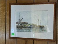 Marin Cowan 1973 Watercolor "Heybridge Basin"