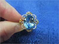 beautiful sterling silver blue stone ring - sz 7.5