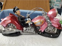 Resin Chick on Motorcycle Figurine - Whimsical -