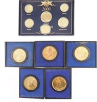 2000 US Mint 24K gold plated (6) pc coin set