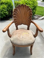 Italian Grotto Style Scalloped Shell Back Armchair