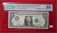 2001 $1 Federal Reserve Note PMG 35 EPQ