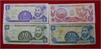 1991-1992 (4) Nicaragua Bank Notes