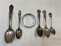 Sterling Silver bracelet & spoons 180g