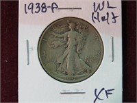 1938 P WALKING LIBERTY 1/2 DOLLAR 90% XF