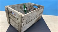 Wooden Pepsi-Cola Crate with POP Bottles