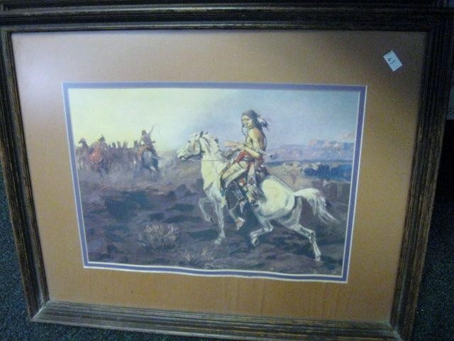 CM Russell Native American Framed Picture 20"x16"