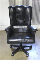 Black Leather Office Chair on Casters