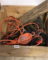 wood box & extension cords