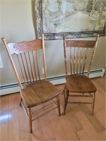 2 wooden chairs