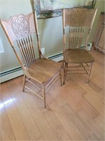 2 matching wooden chairs