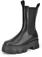 Women's Mid Calf Chunky Platform Boots, Size 9