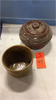 Stone casserole and amber swirl bowl